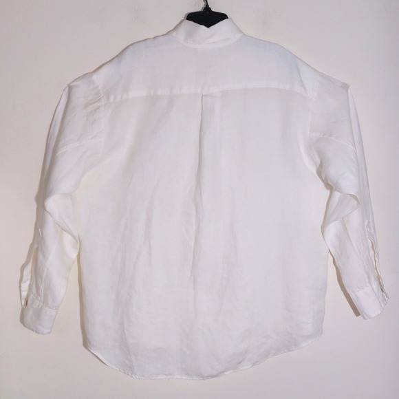 BRYN WALKER Ivory 100% Linen Button Up Shirt Women's Relaxed Fit Made in USA EUC - Picture 5 of 10